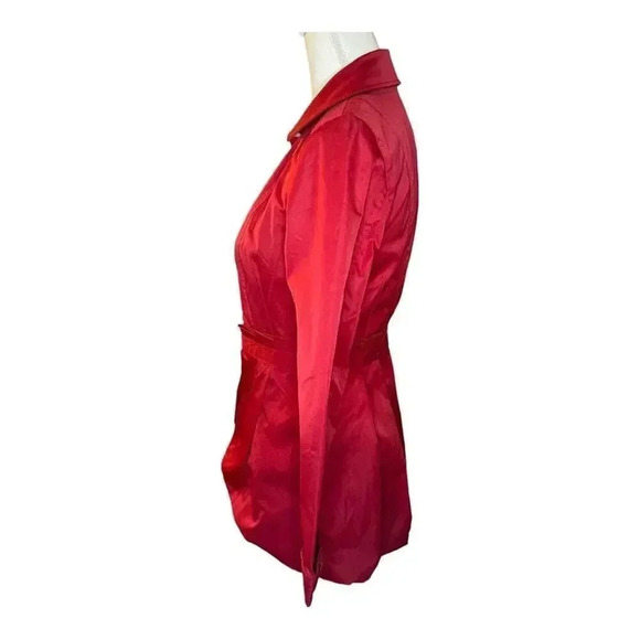 Cynthia Rowley Women’s Small Red Pleated Hidden Button Down‎ Pleated Jacket - Picture 2 of 5